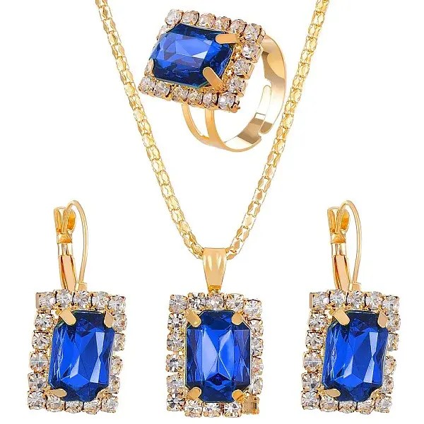 Rectangle Rhinestone Jewerly Set