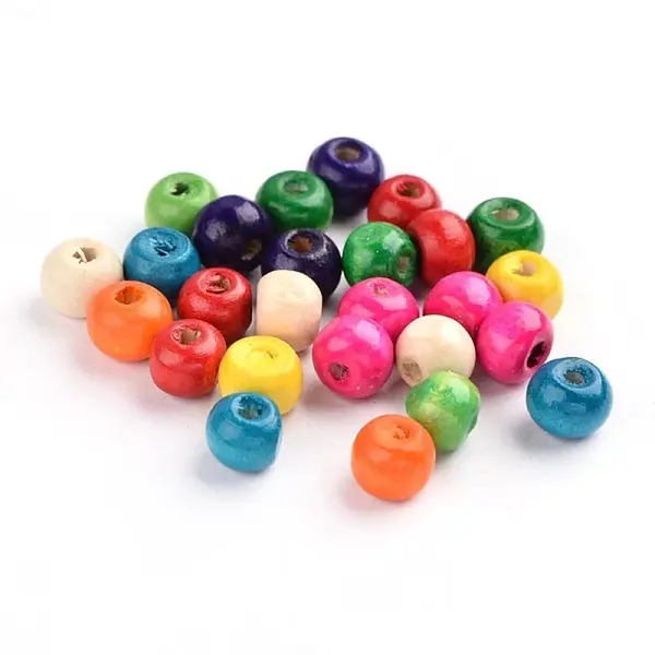 Dyed Natural Wood Beads