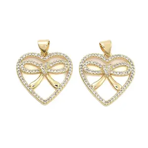 Brass Pave Clear Cubic Zirconia Pendants
