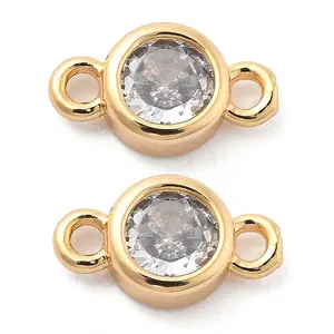 Brass Clear Cubic Zirconia Connector Charms