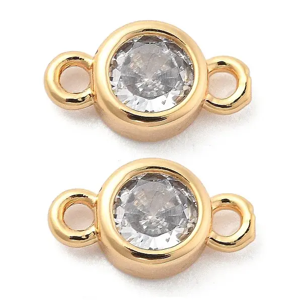 Brass Clear Cubic Zirconia Connector Charms