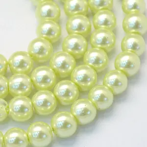 Baking Paint Pearlized Glass Pearl Round Bead Strands