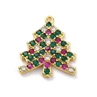 Christmas Series Brass Micro Pave Cubic Zirconia Pendants