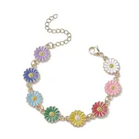 Sunflower Zinc Alloy Enamel Link Bracelets for Women
