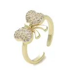 Brass Micro Pave Cubic Zirconia Open Cuff Ring
