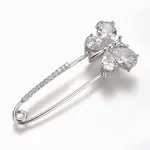 Brass Micro Pave Cubic Zirconia Safety Brooch