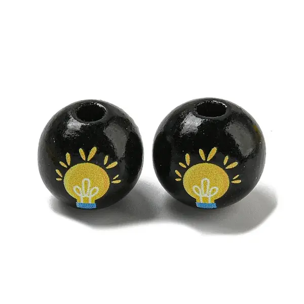 Printed Wood European Beads