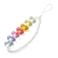 Heart Acrylic & Rondelle Glass Beaded Mobile Straps
