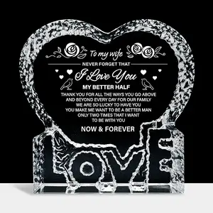 Heart with Word K9 Glass Figurines