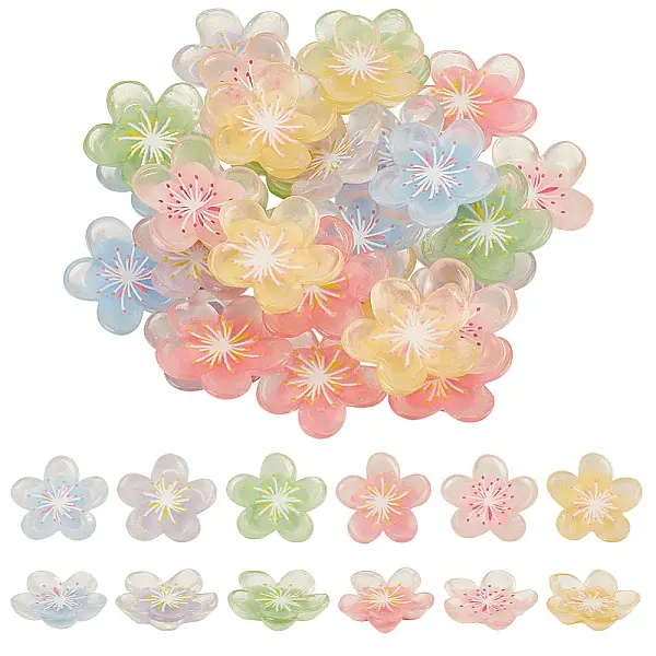60Pcs 6 Colors Translucent Resin Decoden Cabochons