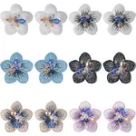 12Pcs 6 Colors 3D Flower Glass Beaded Appliques