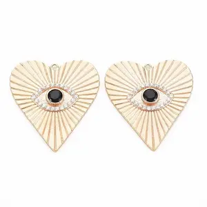 Brass Micro Pave Clear & Black Cubic Zirconia Pendants