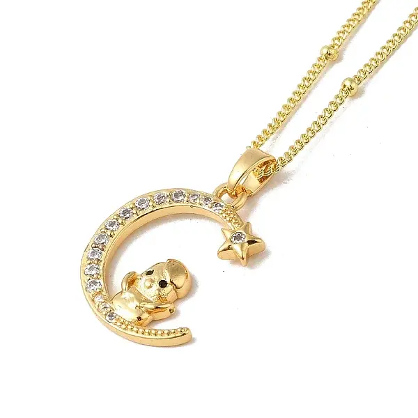Brass Micro Pave Clear Cubic Zirconia Pendants Necklaces