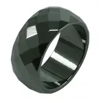 Faceted Hematite Wide Band Ring