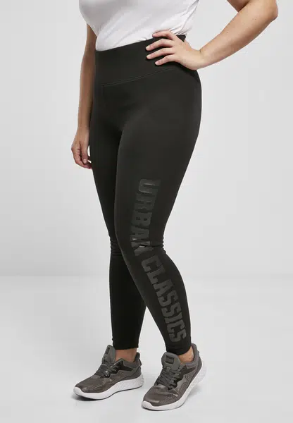 Women's branded leggings with high waist black/black