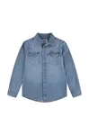 Dětská bavlněná košile Levi's NEW BARSTOW WESTERN SHIRT modrá barva, 8EL534
