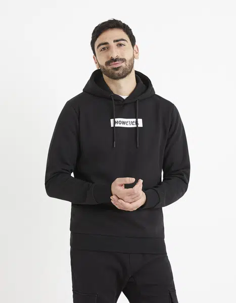 Čierna pánska mikina s kapucňou Celio Vetype