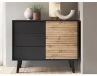 Skrinka so  zásuvkami Willow, čierna/dub artisan%