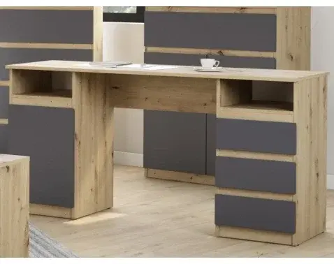 Písací stôl s 3 zásuvkami Carlos, dub artisan/grafit%