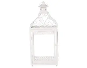 Kovový lampáš Mirja 50 cm, biela antik%