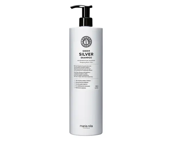Šampón pre neutralizáciu žltých tónov Maria Nila Sheer Silver Shampoo - 1000 ml + darček zadarmo