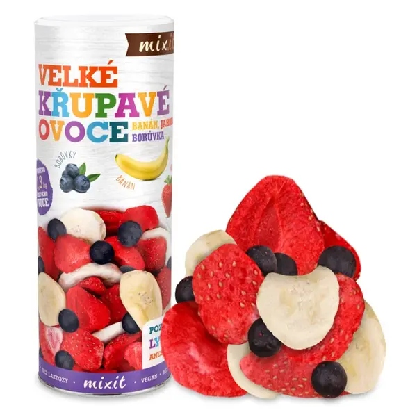 MIXIT Veľké chrumkavé ovocie banán, jahoda, čučoriedka 160 g