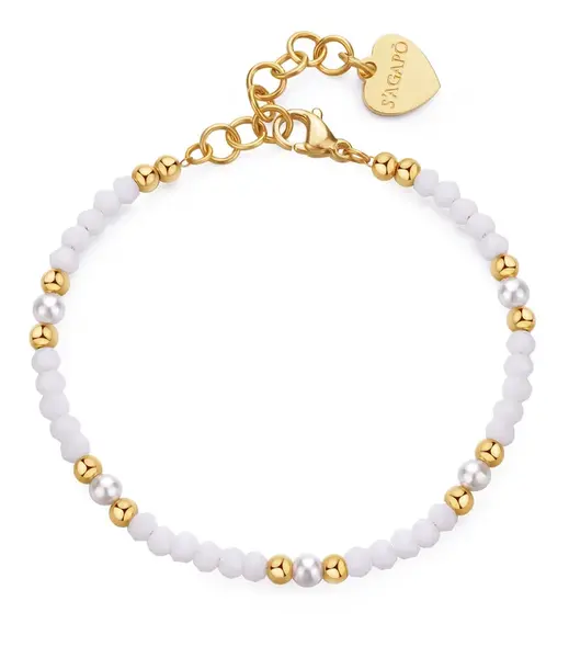 S'Agapõ Pozlacený korálkový náramek s umělými perlami Glint SGI20