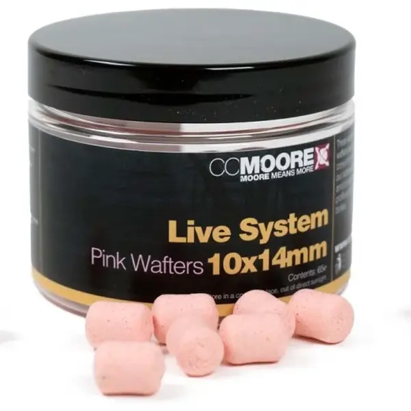 Cc moore vyvážené boilie dumbell wafters live system pink 10x14 mm 65 ks