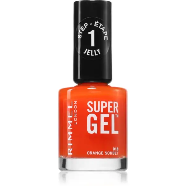 Rimmel Super Gel gelový lak na nehty bez užití UV/LED lampy odstín 018 Orange Sorbet 12 ml