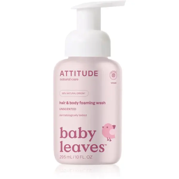 Attitude Baby Leaves Unscented mycí pěna 2 v 1 pro děti 295 ml