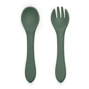 Petite&Mars Take&Match Silicone Cutlery příbor Misty Green 6 m+ 2 ks