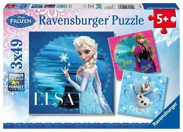 Puzzle Ledové království: Elsa, Anna  Olaf/3x49 dílků