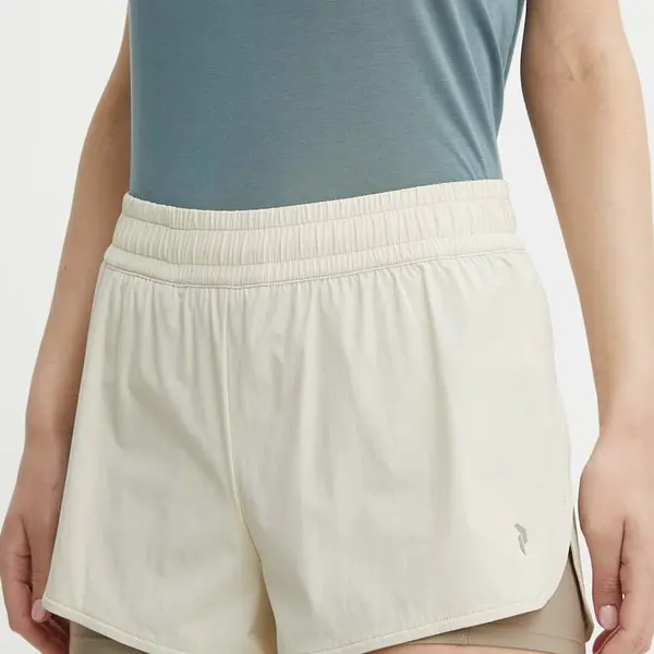 Sportovní šortky Peak Performance Light dámské, béžová barva, hladké, high waist