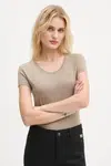 Bavlněné tričko G-Star Raw dámské, béžová barva, D24533-4107
