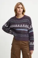 Svetr z vlněné směsi Boss Orange dámský, fialová barva, hřejivý, 50525157