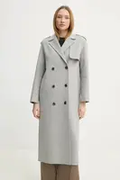 Vlněný kabát Theory šedá barva, přechodný, oversize, O1101403