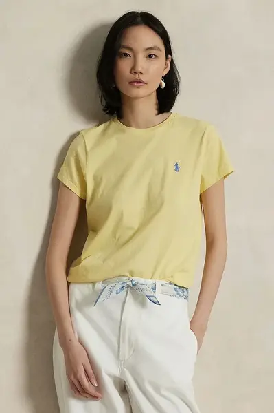 Bavlněné tričko Polo Ralph Lauren žlutá barva, 211898698