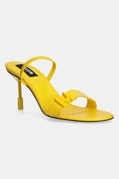 Kožené sandály MSGM žlutá barva, 3841MDS837