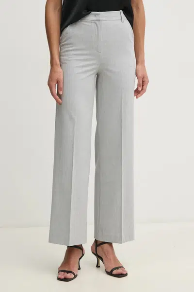 Kalhoty United Colors of Benetton dámské, šedá barva, jednoduché, high waist, 4R4CDF08H