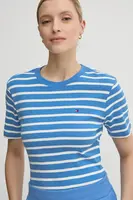 Bavlněné tričko Tommy Hilfiger modrá barva, WW0WW40587