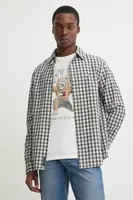 Bavlněná košile Tommy Jeans šedá barva, regular, s klasickým límcem, DM0DM20885