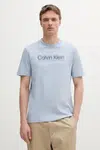 Bavlněné tričko Calvin Klein modrá barva, s potiskem, K10K114149