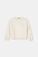 Dětská bavlněná mikina United Colors of Benetton béžová barva, hladká, 3UNIG10IO