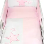 Baby Nellys 5-dílná sada do postýlky Baby Stars (3D + peřinky) - růžová,  135x100 cm,