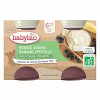 Babybio Brassé Svačinka z ovesného mléka s banánem a borůvkami 2x130 g