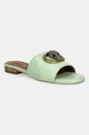 Kožené pantofle Kurt Geiger London Chelsea Flat Sandal dámské, zelená barva, 3416273719