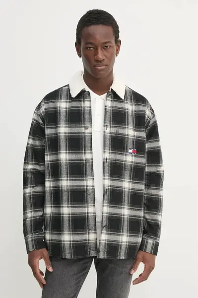 Bunda Tommy Jeans pánská, černá barva, přechodná, DM0DM20241