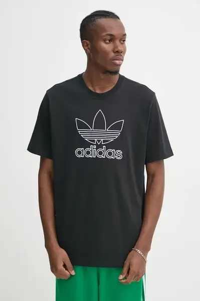 Bavlněné tričko adidas Originals OUTL TREF TEE černá barva, s aplikací, JP1088