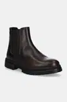 Kožené kotníkové boty Tommy Hilfiger COMFORT TL TEXTURE LTH CHELSEA pánské, hnědá barva, FM0FM05181