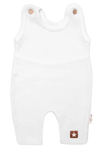 Baby Nellys Pletené láclové kalhoty Boy Star, bílé, vel.56